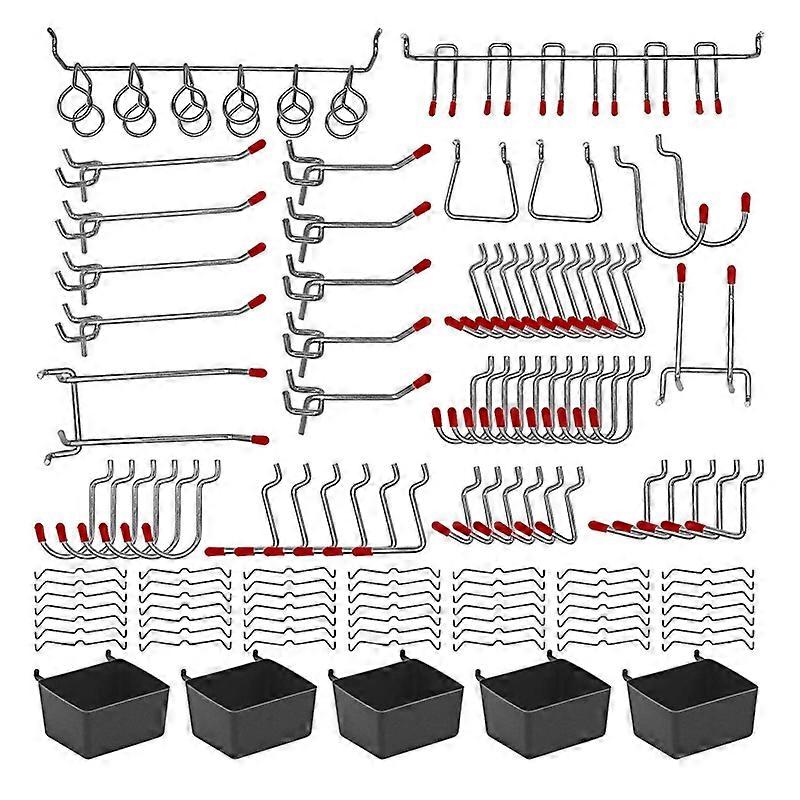 114Pcs Metal Pegboard Hooks Organizer Assortment Kit Peg Locks Hanging Applications