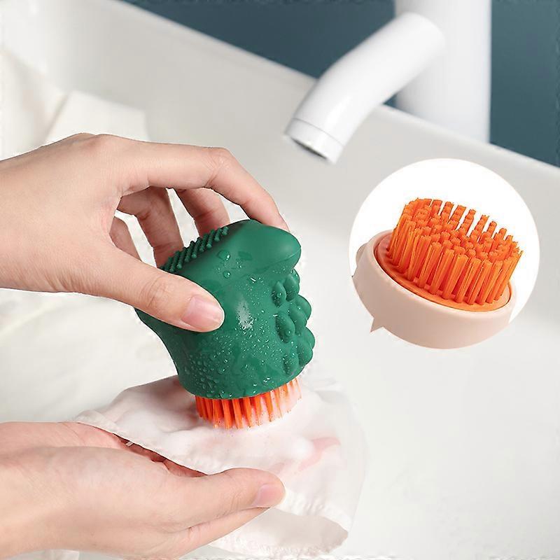 Green Dinosaur Shaped Soft Silicone Cleaning Brush Three Sided Washing Brush for Washing Shoes and Clothes