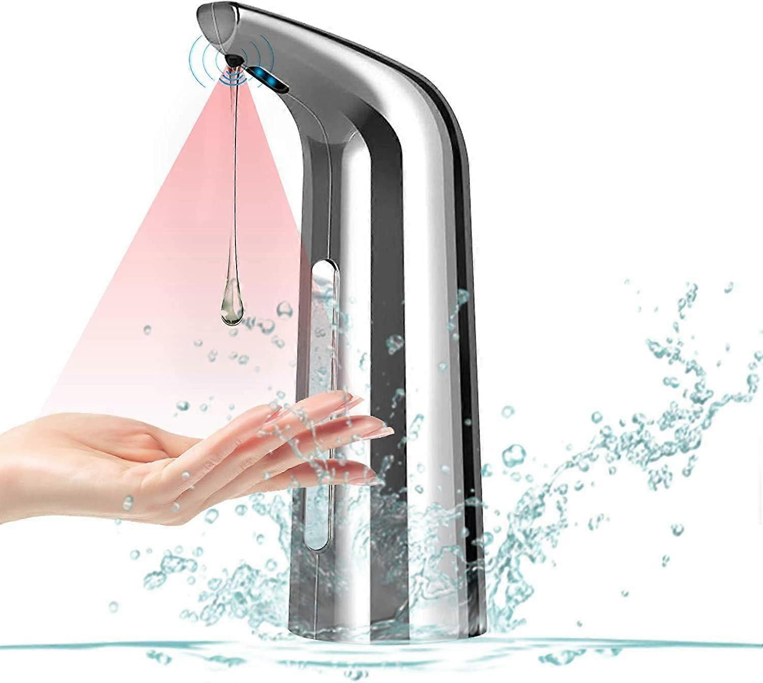 Touchless Automatic Soap Dispenser 400ml With IPX6 Waterproof Hands Free Sensor For Bathroom Hotel Kitchen Restroom Silver