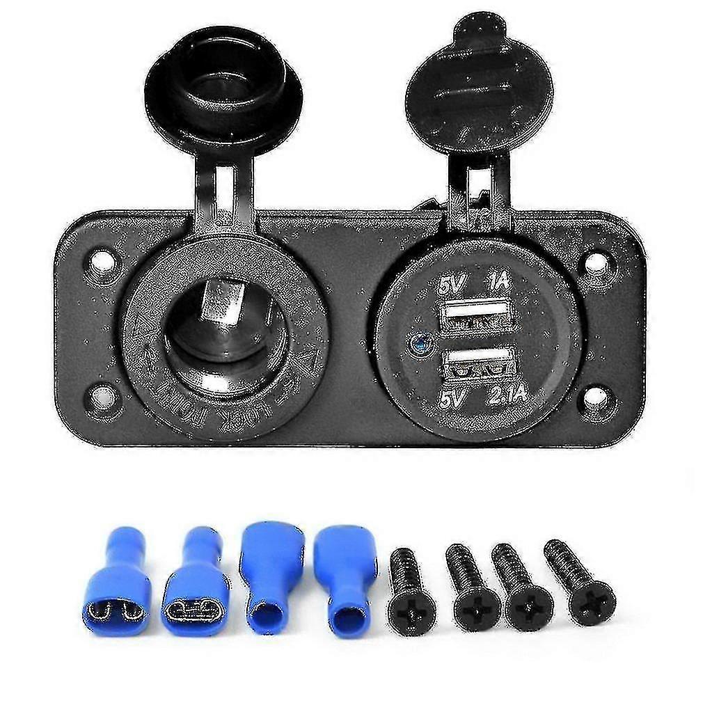 Dual Usb Car Cigarette Lighter Socket Splitter 12v Charger Power Adapter Outlet