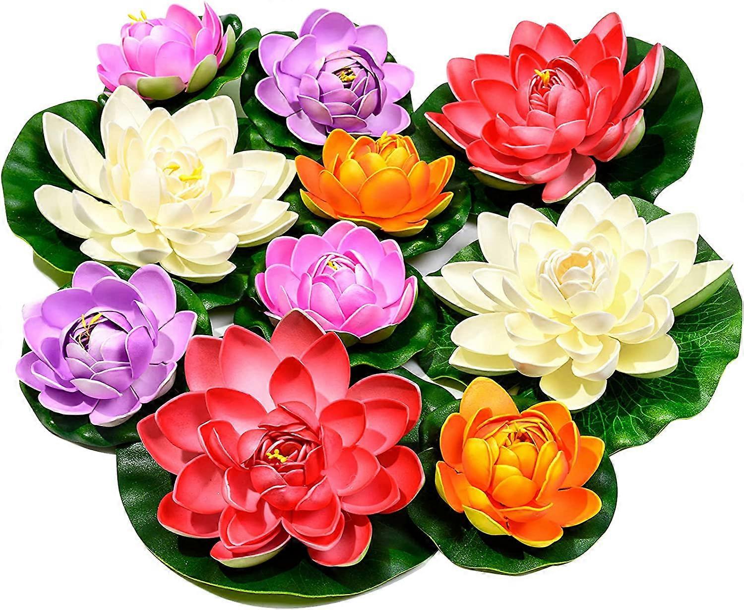 Artificial floating foam lotus with water lily pads, realistic decorations perfect for home outdoor