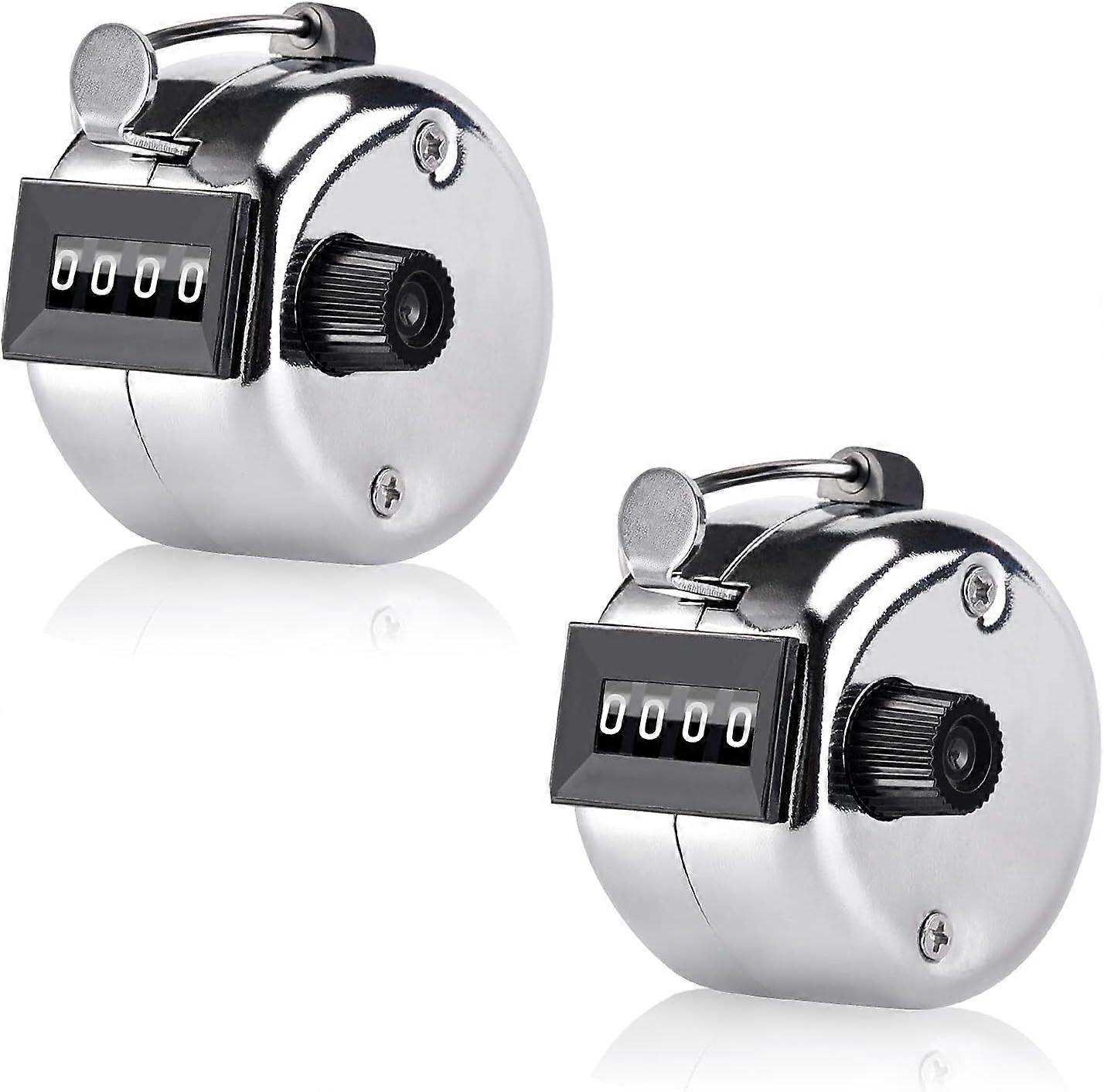 2 Pack Hand Tally Counter 4-Digit Lap Counter Clicker, Manual Mechanical Handheld Pitch Click Counter with Finger Ring for School Event Golf Sport