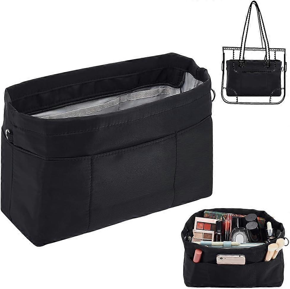 Nylon Handbag Organizer Insert Tote Bag Organizer Insert Multi-Pocket Bag Organizer Inside Large Bag Divider Zipper Insert Bag Liner Storage Travel Ba