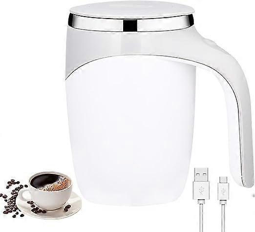 Selvrørende krus, 380ML selvrørende kaffekrus, automatisk magnetisk omrøring af kaffekop med låg, elektrisk rustfrit stål automatisk blanding & spinni
