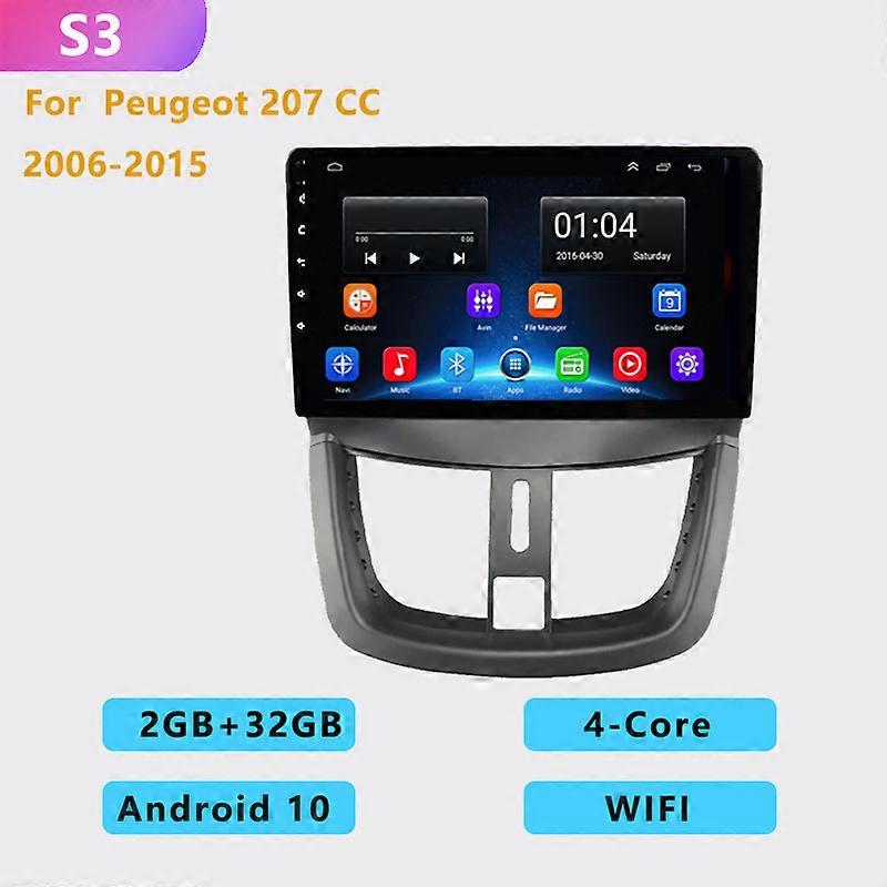 2din 4+64G Android Auto car radio multimedia playerCarplay GPS navigation NO DVD for Peugeot 207 CC 2006 2007 2008 2009-2015