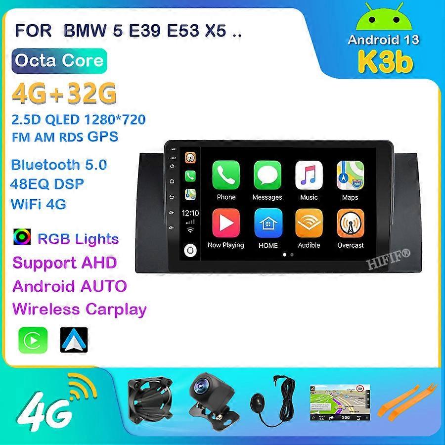 4G Android 13 Car Radio Multimedia Video Player for BMW 5 E39 E53 X5 1995-2001 2002 2003 2004 2005 2006 Navigation GPS 2 din