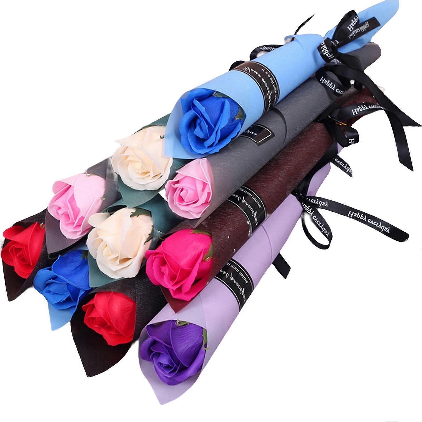 JIKAIX 10Pcs Săpun Floare Superbă Manoperă rafinată Realist Multicolor Proaspăt Păstrare Floare Artificială Decorațiuni pentru casă