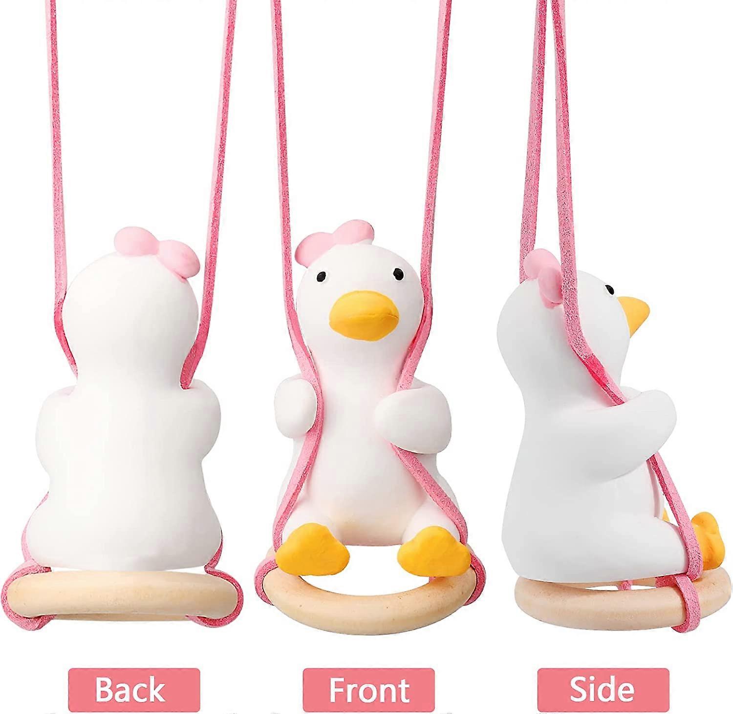 Car Ornaments Cute Rocking Duck Pendant Rocking Duck with Swim Ring Car Mirror Rearview Mirror