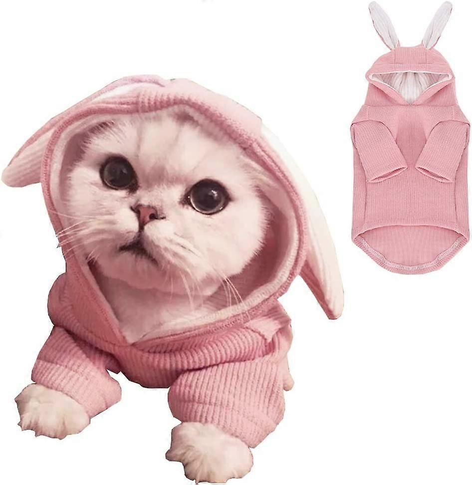 Bluza z kapturem Dla kota z królikiem Strój z króliczymi uszami Śliczna bluza Wiosenna i jesienna sweter Puppy Knitted