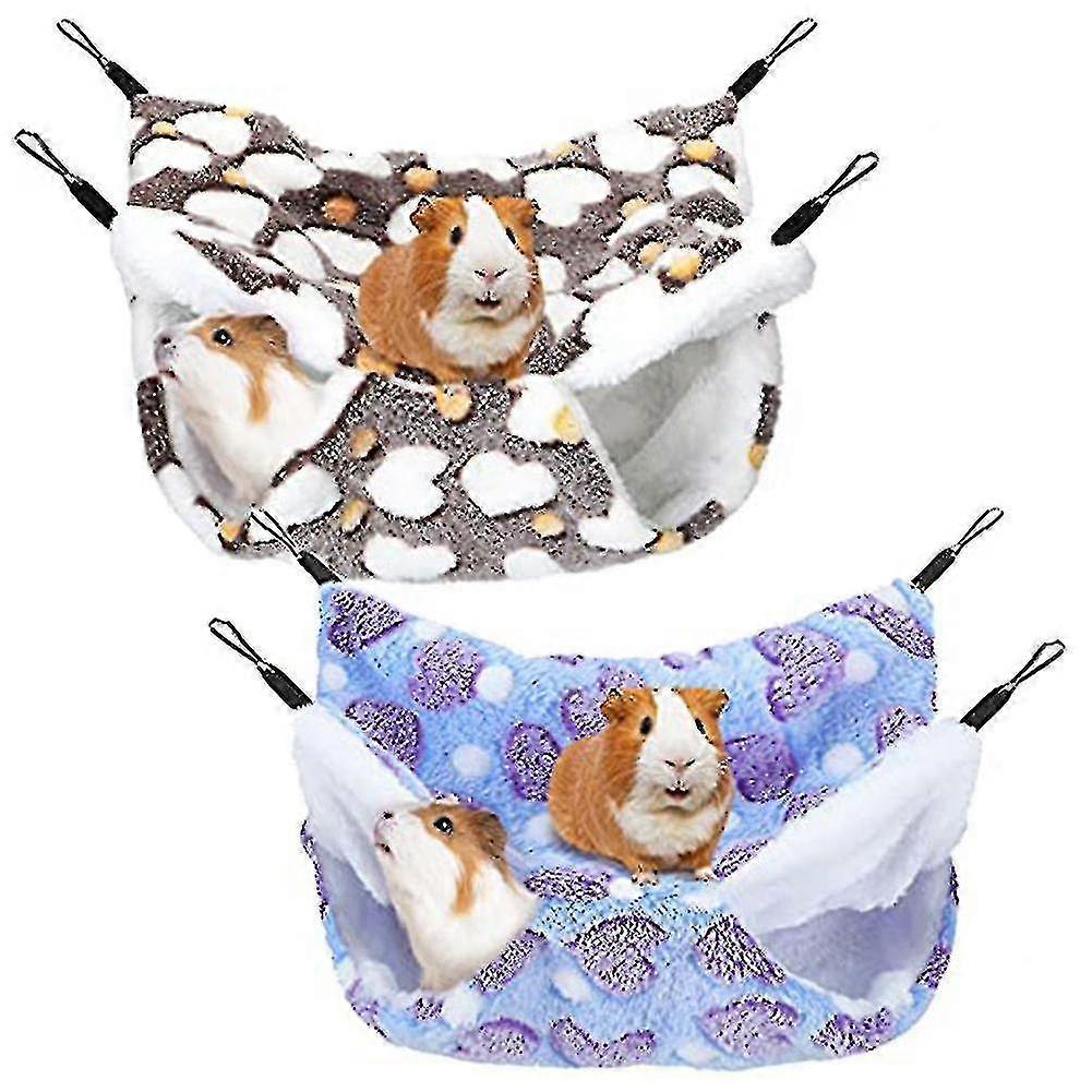 2 ピースモルモットラットハンモックギニアピッグハムスターフェレットハンギングハンギングハンモックおもちゃベッド小動物と互換性があります