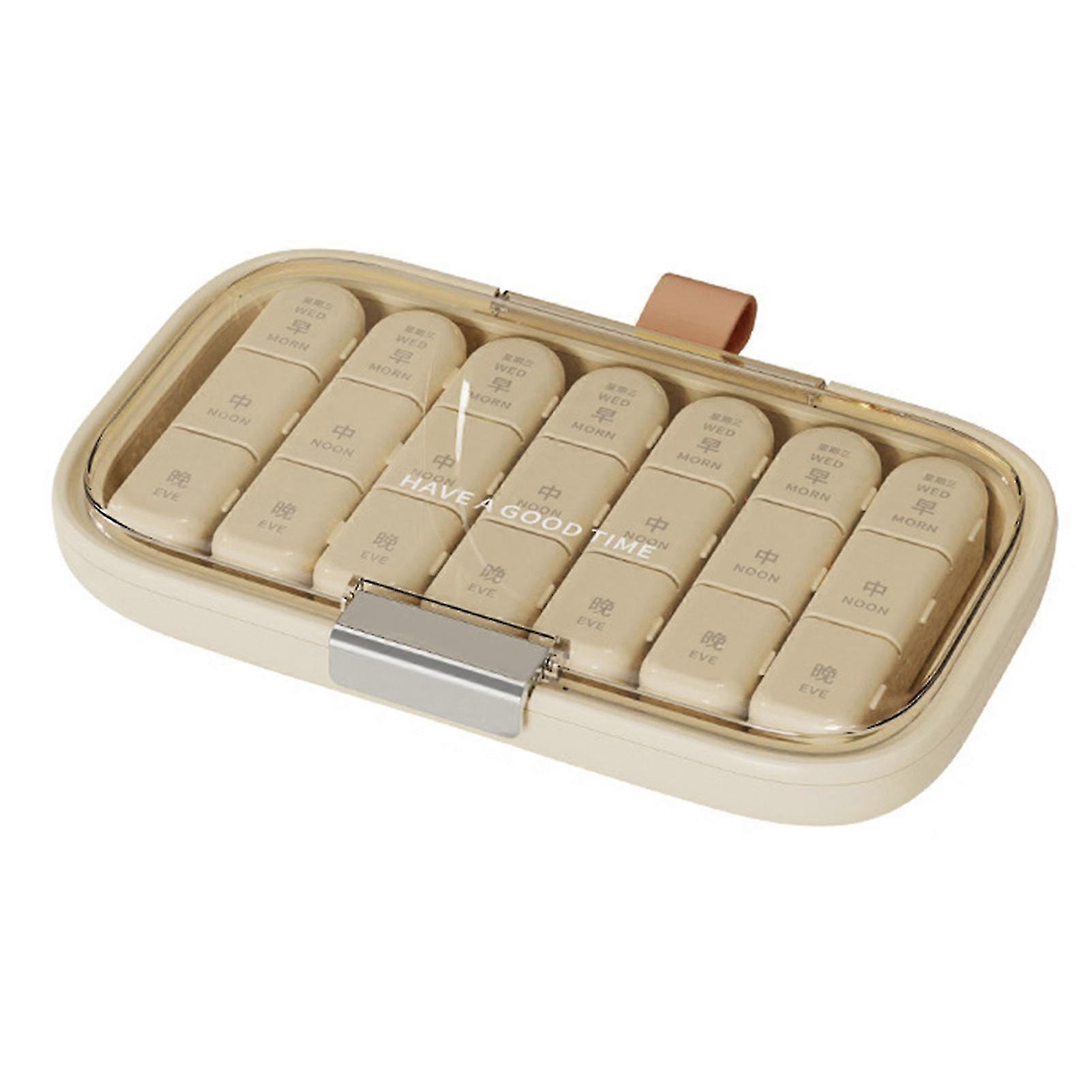 Pill Organizer 21 Compartments Date Reminder 3 Times One Day Portable Food Grade 7 Days Weekly Travel Capsule Tablet Storage Box Traveling Supplies KA
