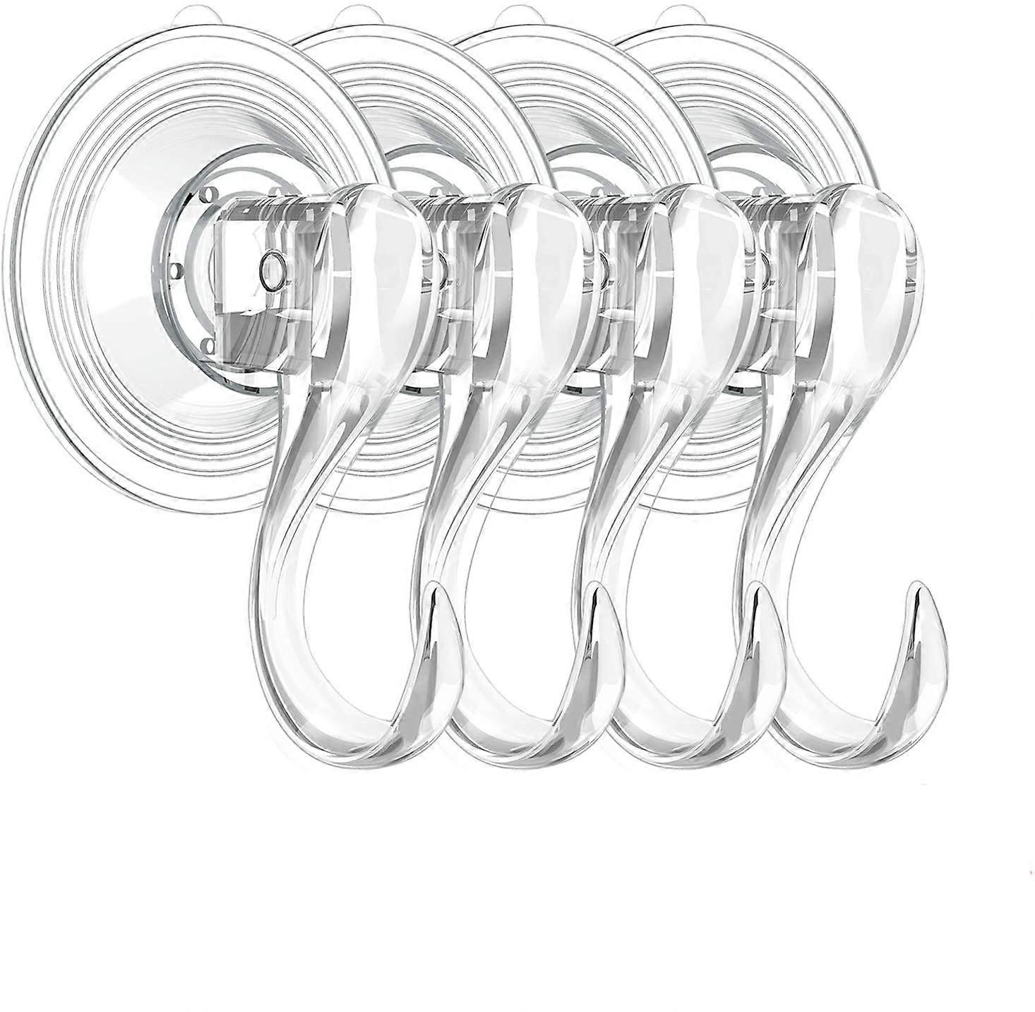 Clear Heavy Duty Vacuum Suction Cup Hook with Cleaning Cloth - 4 Pack