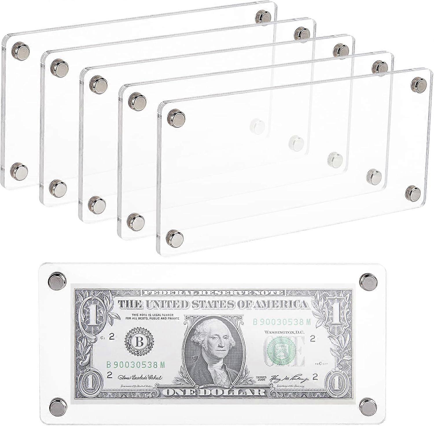 6 Sets Money Holder Acrylic Currency Frame Display Transparent Dollar Bill Frame Clear Dollar Bill Frame Holder for Bill Currency Storage Paper Curren