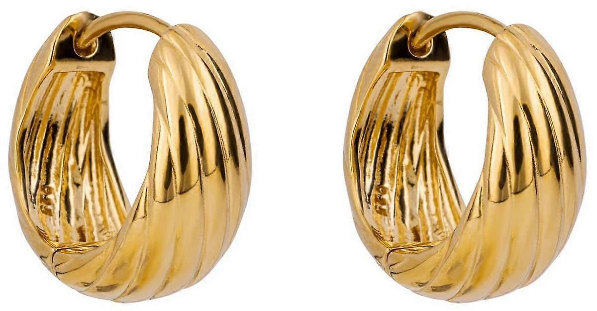 Beginnings Plain Chunky Rope Hoop Earrings - Gold