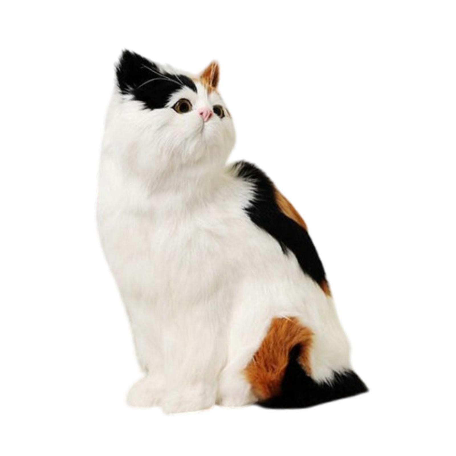 Simulation Plush Cat Figurine Cute Ornament for Table Living Room Home Decor