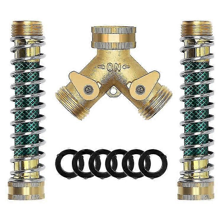 Garden Hose Coiled Spring Protector With Solid Brass Faucet Hoses Coupling Adapter Extension 2pcs