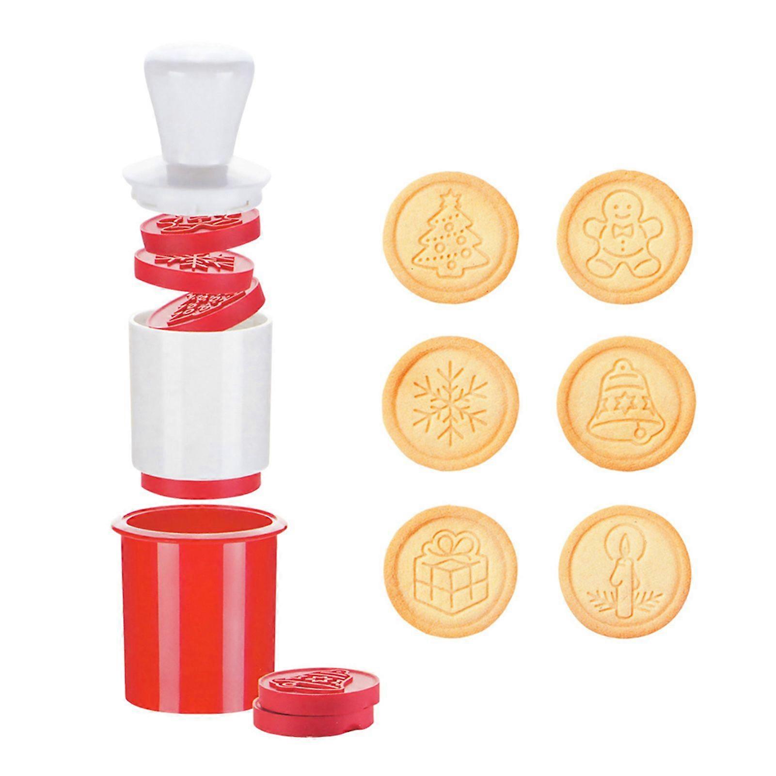 Set of 6 Christmas Cookie Stamps - Silicone Cookie Cutters Biscuit Molds for DIY Baking, Christmas Treats