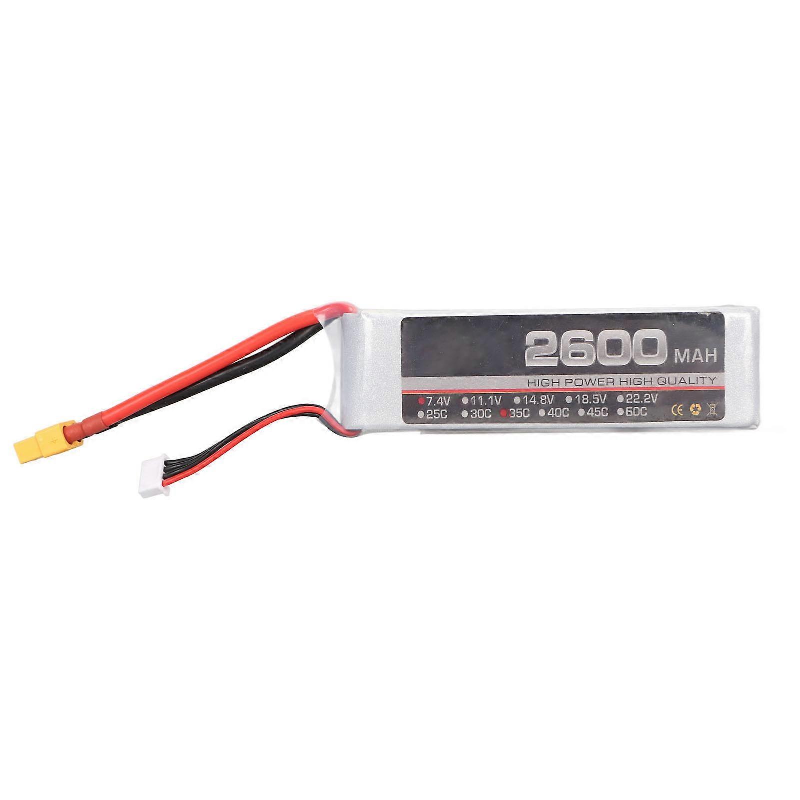 LiPo Battery 35C 2600mAh 2S 7.4V Stable Powerful Performance RC Battery Pack for RC Helicopter Airplane XT60 Connector