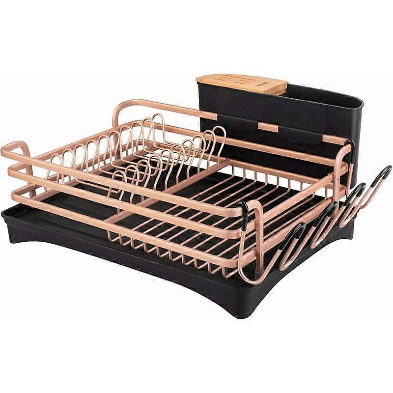 Aluminum dish drying rack with removable tray
