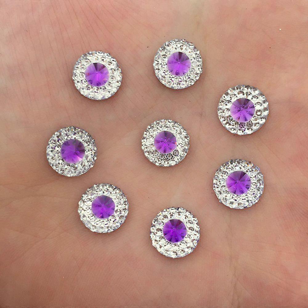 100pcs 10mm Resin Round Double Color Flatback Rhinestone Wedding DIY Craft