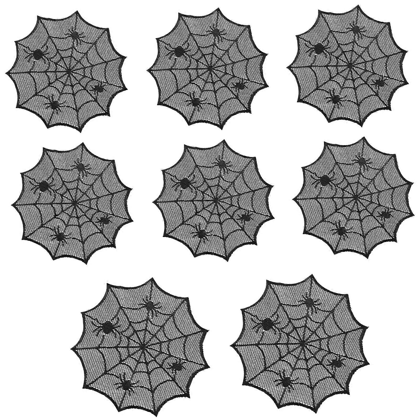 Black Laces Cobwebs Table Mats with Spiders Webs Pattern Placemat Home Accessory for Any Occasion  Black