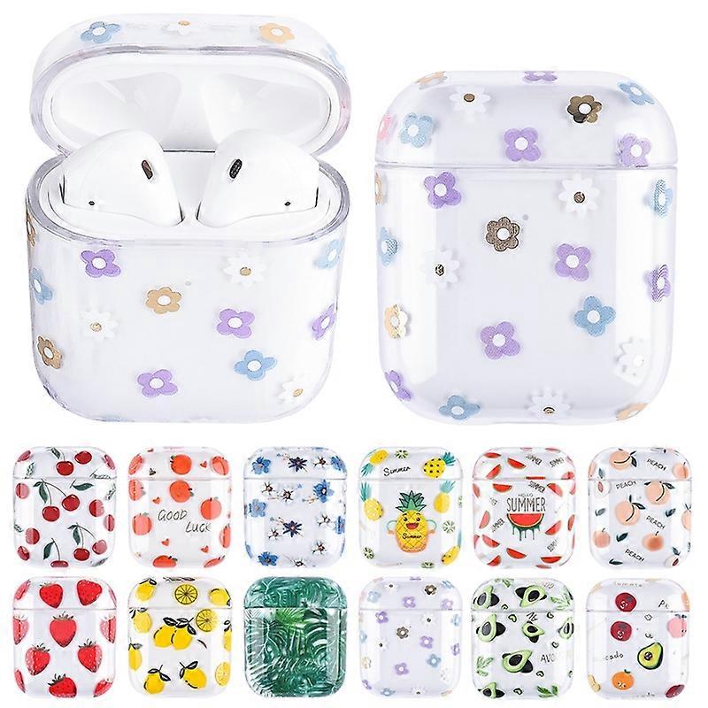 Bronzing Fruit Pattern PC Earphone Hard Protective Case For AirPods 1 / 2