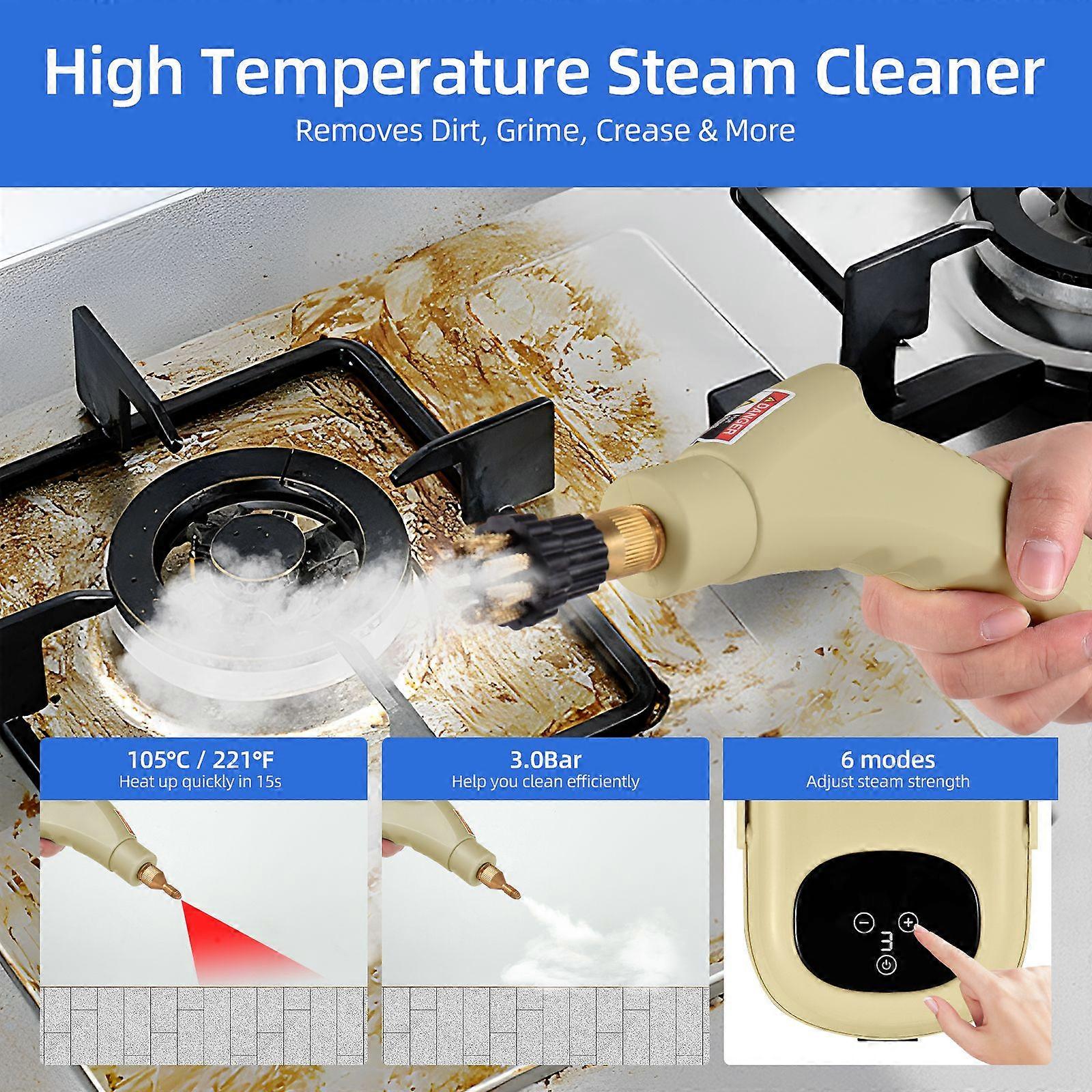2500W High Pressure Steam Cleaner High Temperature Pressurized Steam Cleaning Machine 1100ml 3 Bar Portable Handheld Steam Cleaners with 3 Brush Heads