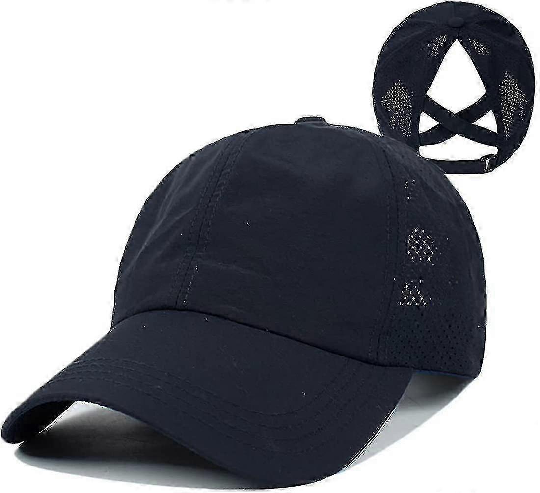 Baseball Cap with Cross Ponytail Design for Women