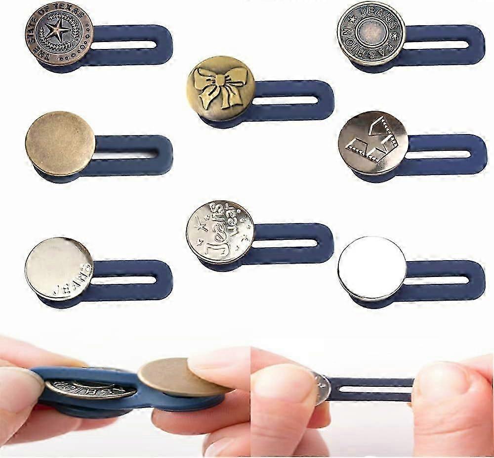 8Pcs Pants Waist Extender, Adjustable Extended Button Jeans Button, Button Extender for Trousers,for Jeans,Collars,Cuffs