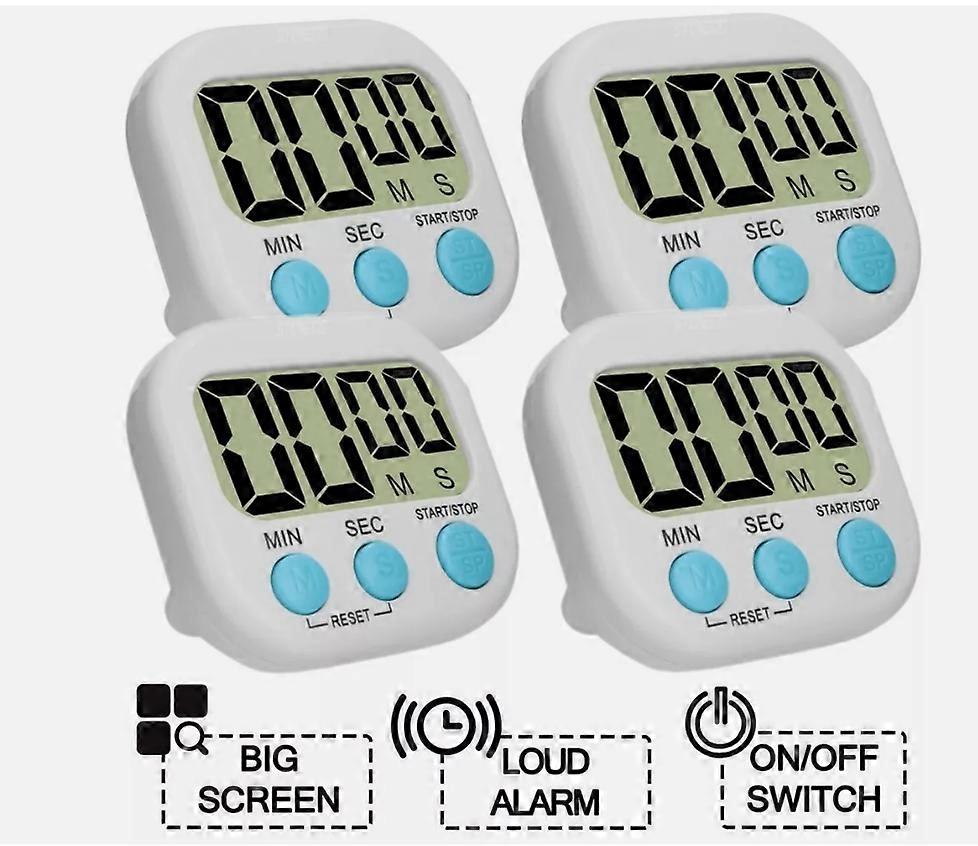 4X Kitchen Timer Magnetic LCD Digital Countdown Stopwatch With Stand Alarm Clock