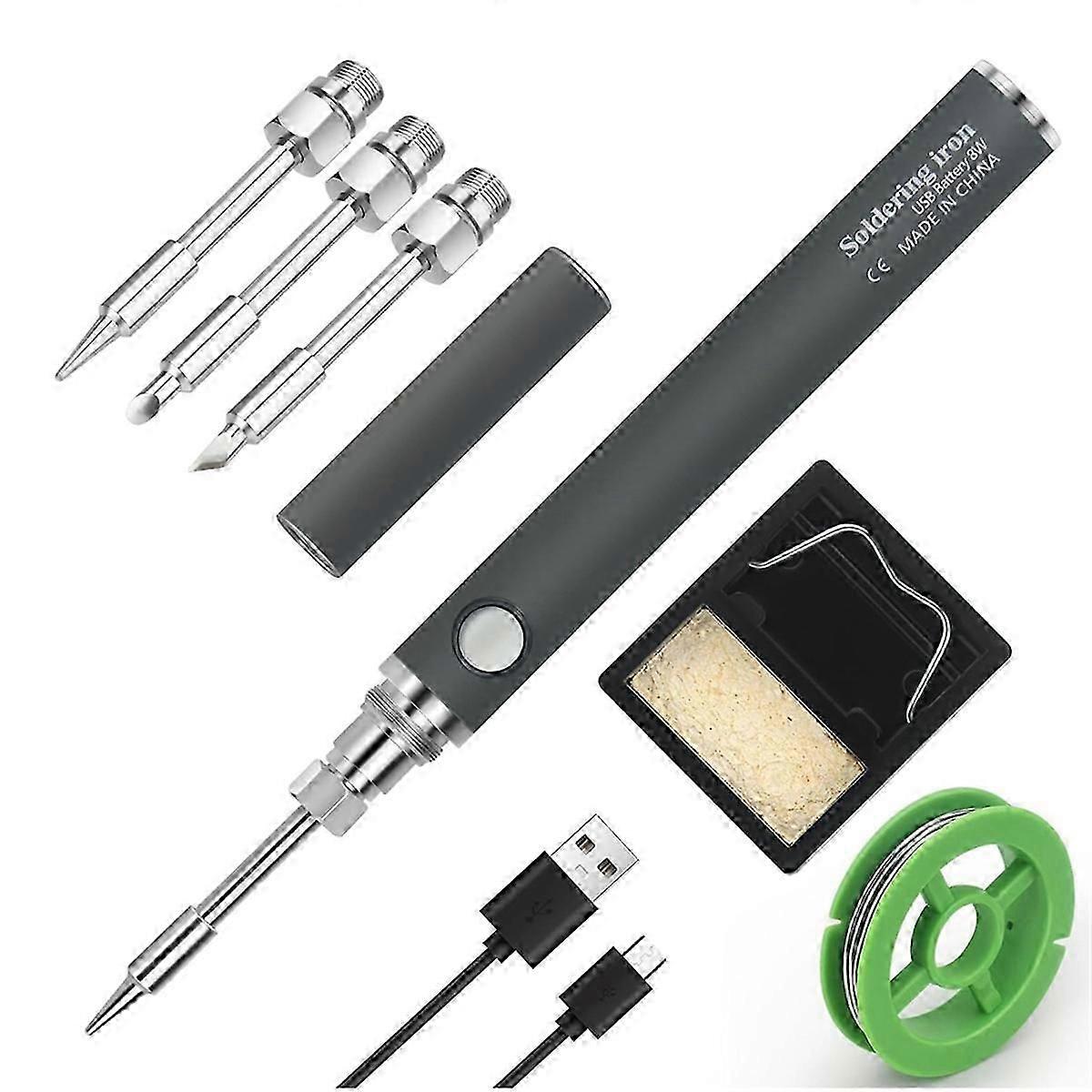 Cordless Soldering Iron Kit Adjustable Temperature Soldering Pen, Rechargeable Electronic Welding Tool Pen with 3 Tips