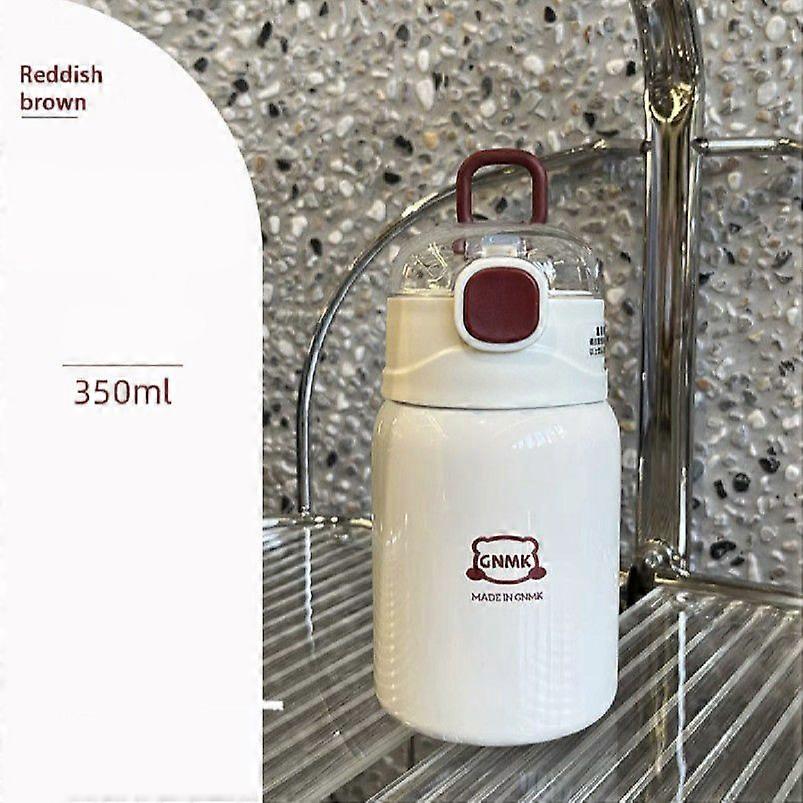 Insulated Water Bottle,12oz Stainless Steel Thermo,Double Wall Vacuum Water Bottle-Red Brown