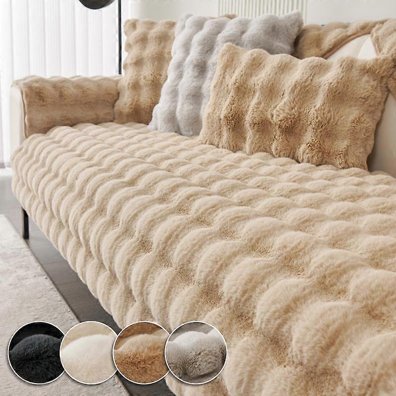 Rabbit Fur Plush Sofa Slipcover Thicken Imitation Non-slip Soft Sofa Towel Couch Cushion for Living Room Modern Home Decor