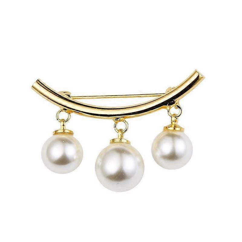 Fashion Pearl Fixed Strap Charm Safety Pin Brooch Sweater Cardigan Clip Chain
