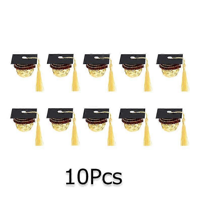 10pcs Blue DIY Doctor Hat Deocr With Tassels Cake & Wine Bottle Embellishments Black For Grad Party Decorations