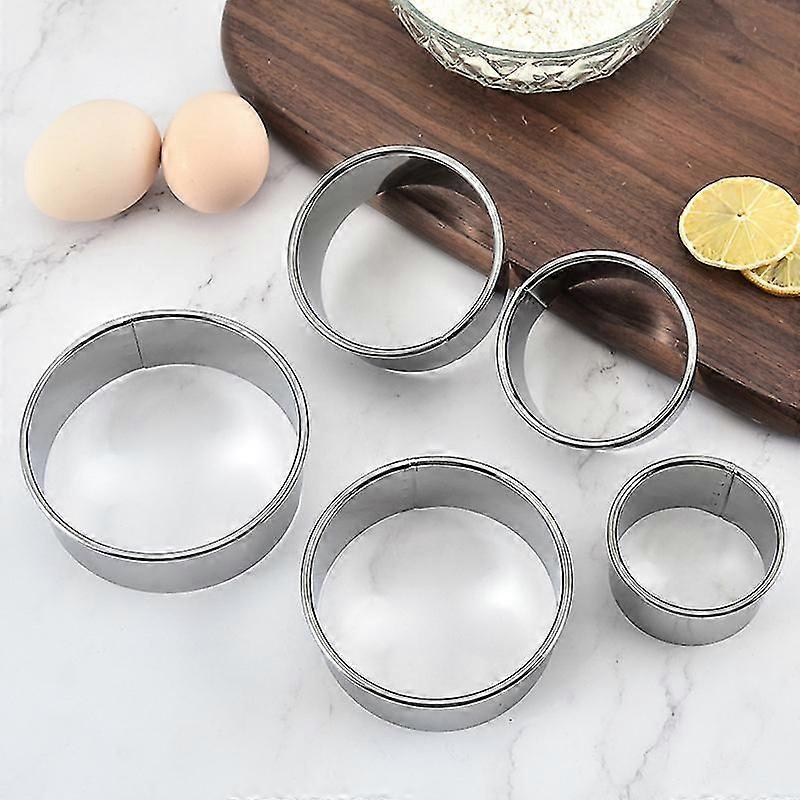 5PCS Round Circle Pastry Cutter Kitchen Cookie Cutters 5.5~9.5cm