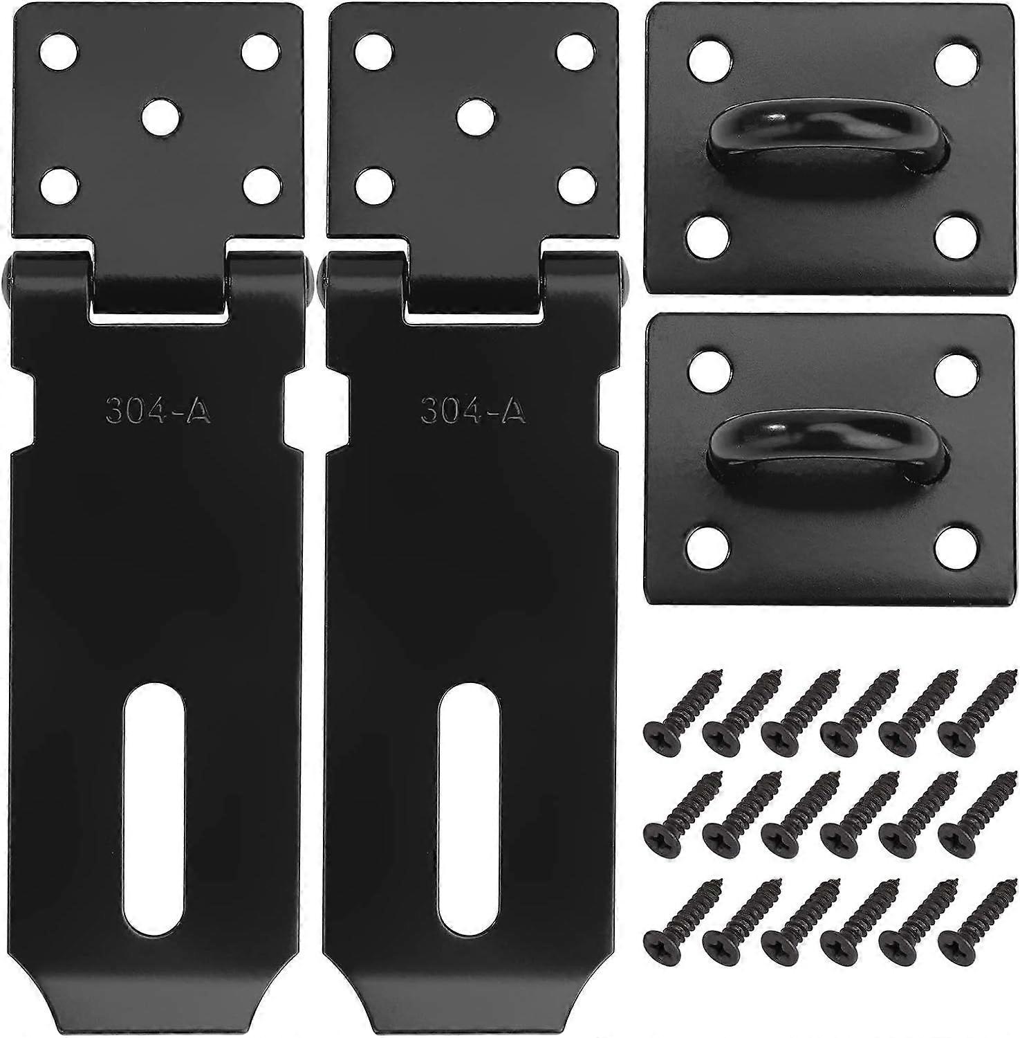 2 peças de trava de porta de aço inoxidável preto - fivela de 4 polegadas