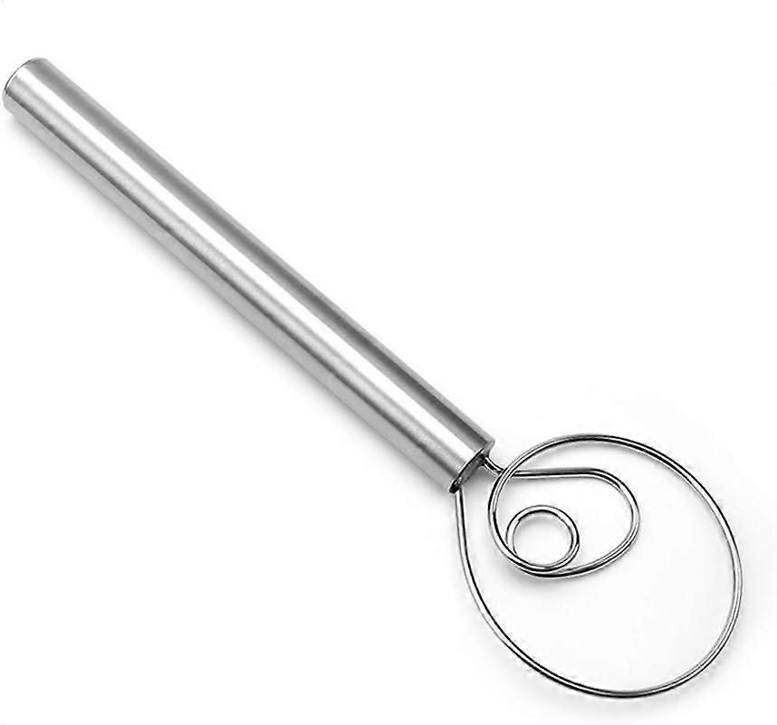 1 pack of stainless steel dough whisk, manual wooden handle mixer, kitchen baking tools for bread, biscuits, etc.