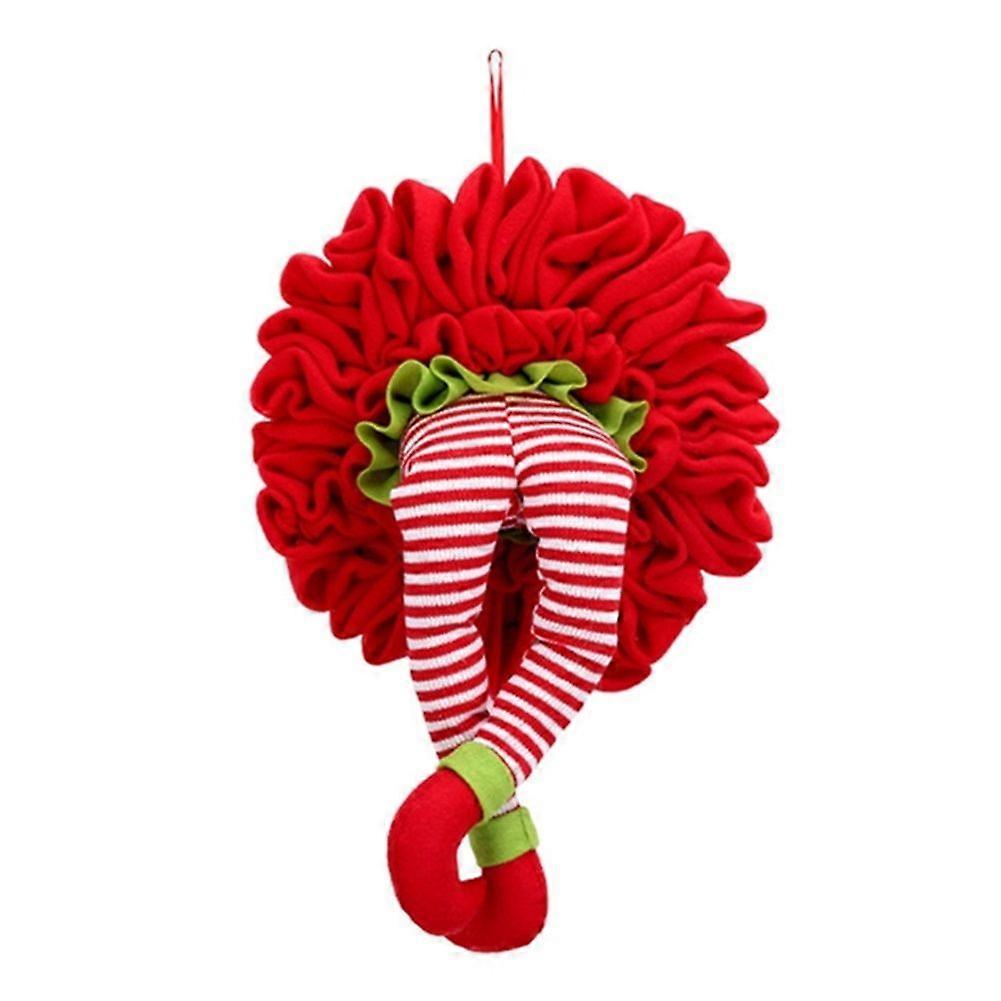 Christmas Elf Wreath With Stuffed Leg Stuck Xmas Tree Topper Garland Ornaments
