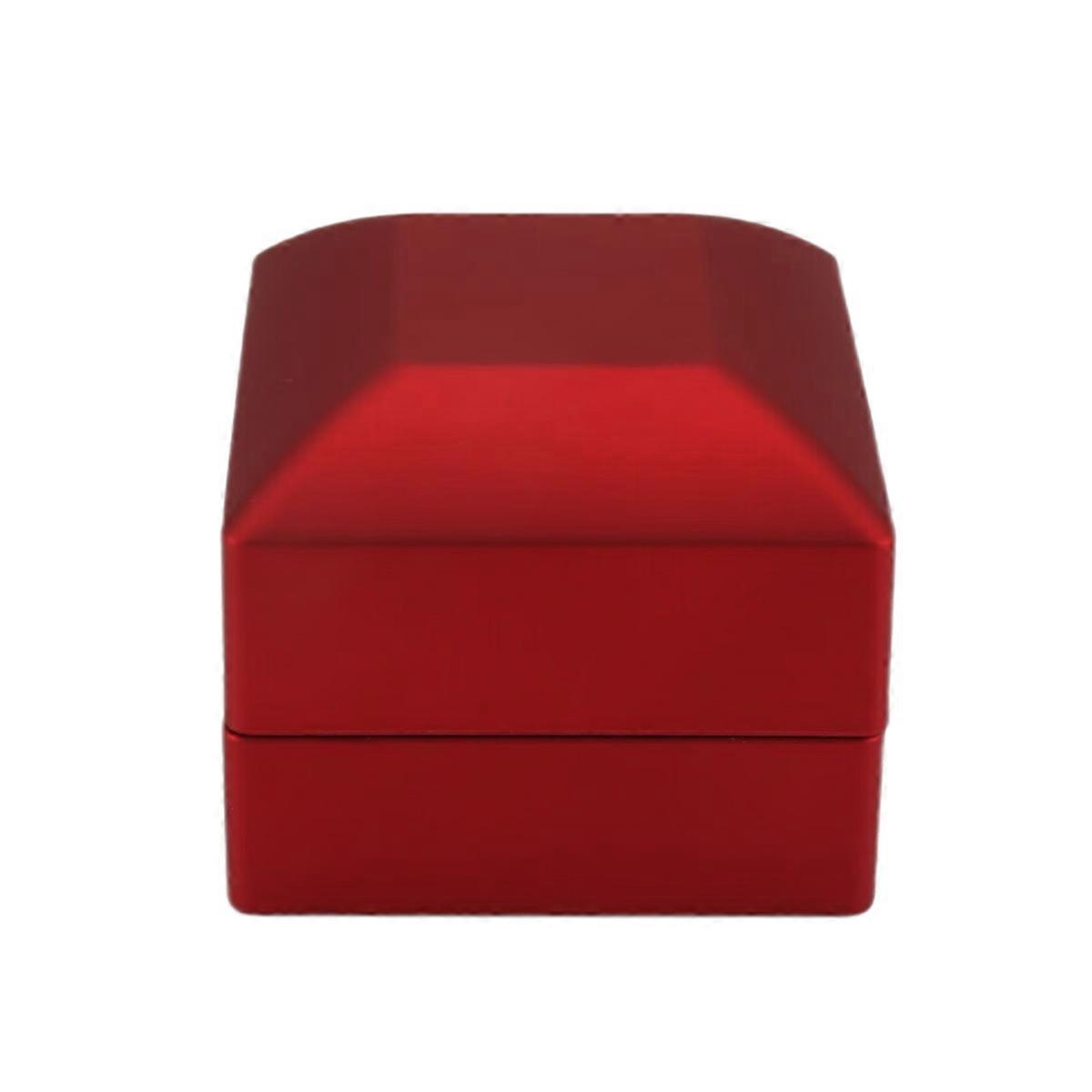 Rings Display Box Storage Soft Velvet LED Light Red