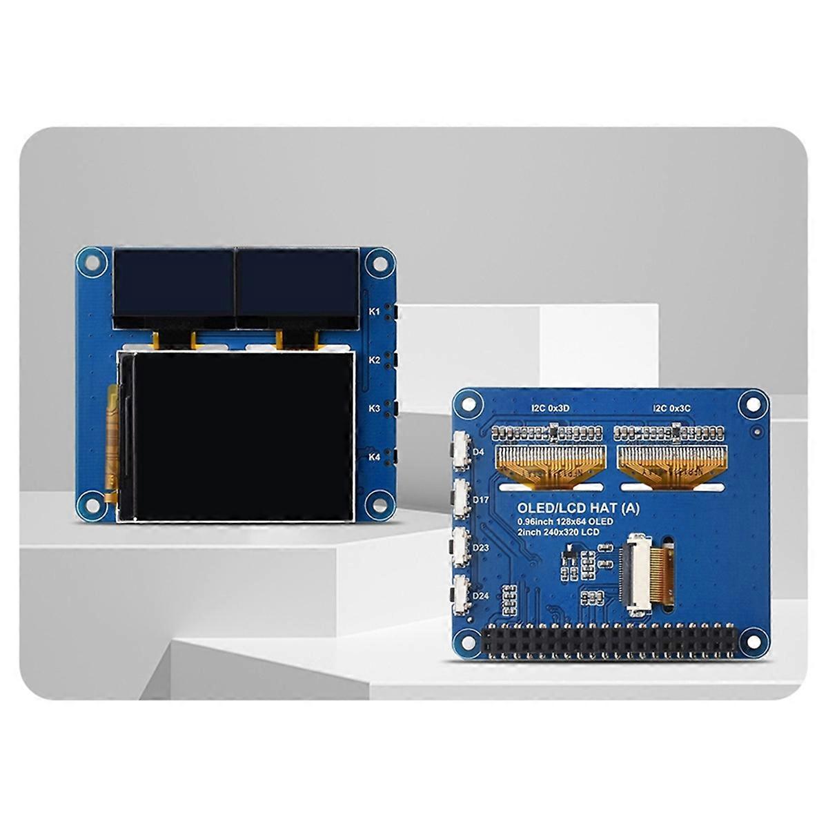 2inch LCD Screen with 0.96inch OLED Display Module HAT Kit