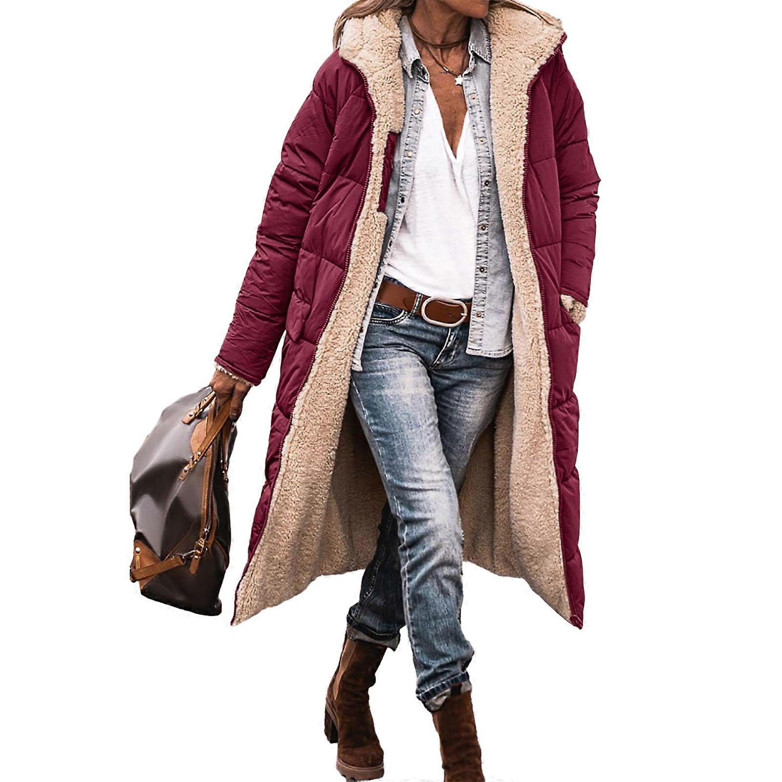 Women's Oversized Coat Experience Warmth and Fashion Forward Style with Oversized Coat Burgundy XL