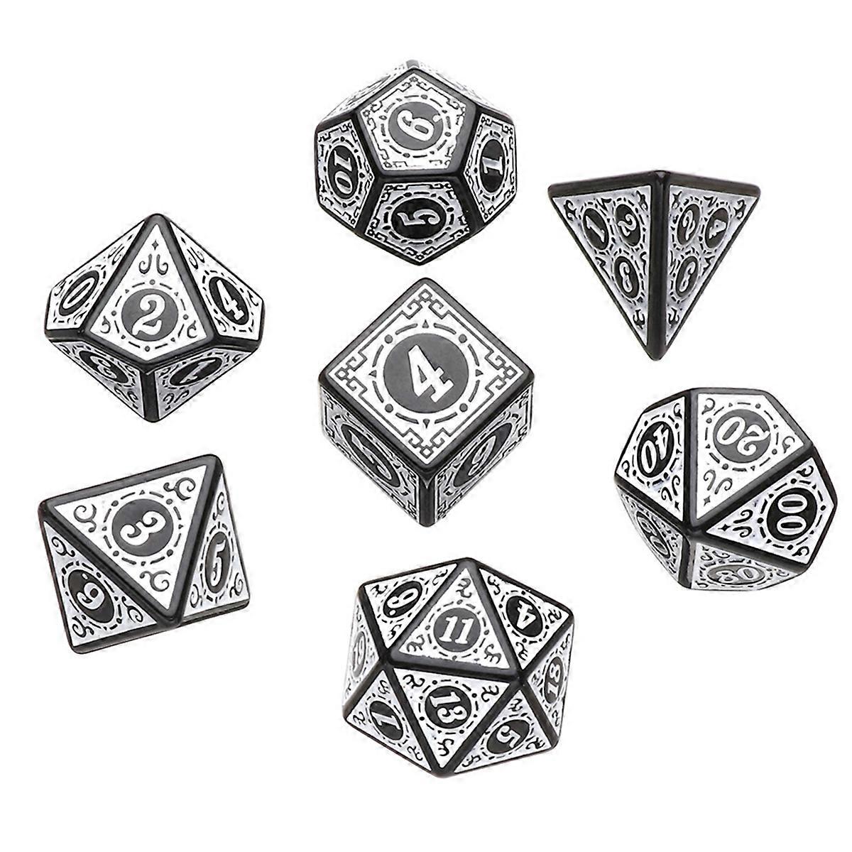White 7 Pcs for TRPG DND Dice Set Acrylic Multi-Sided 7-Die