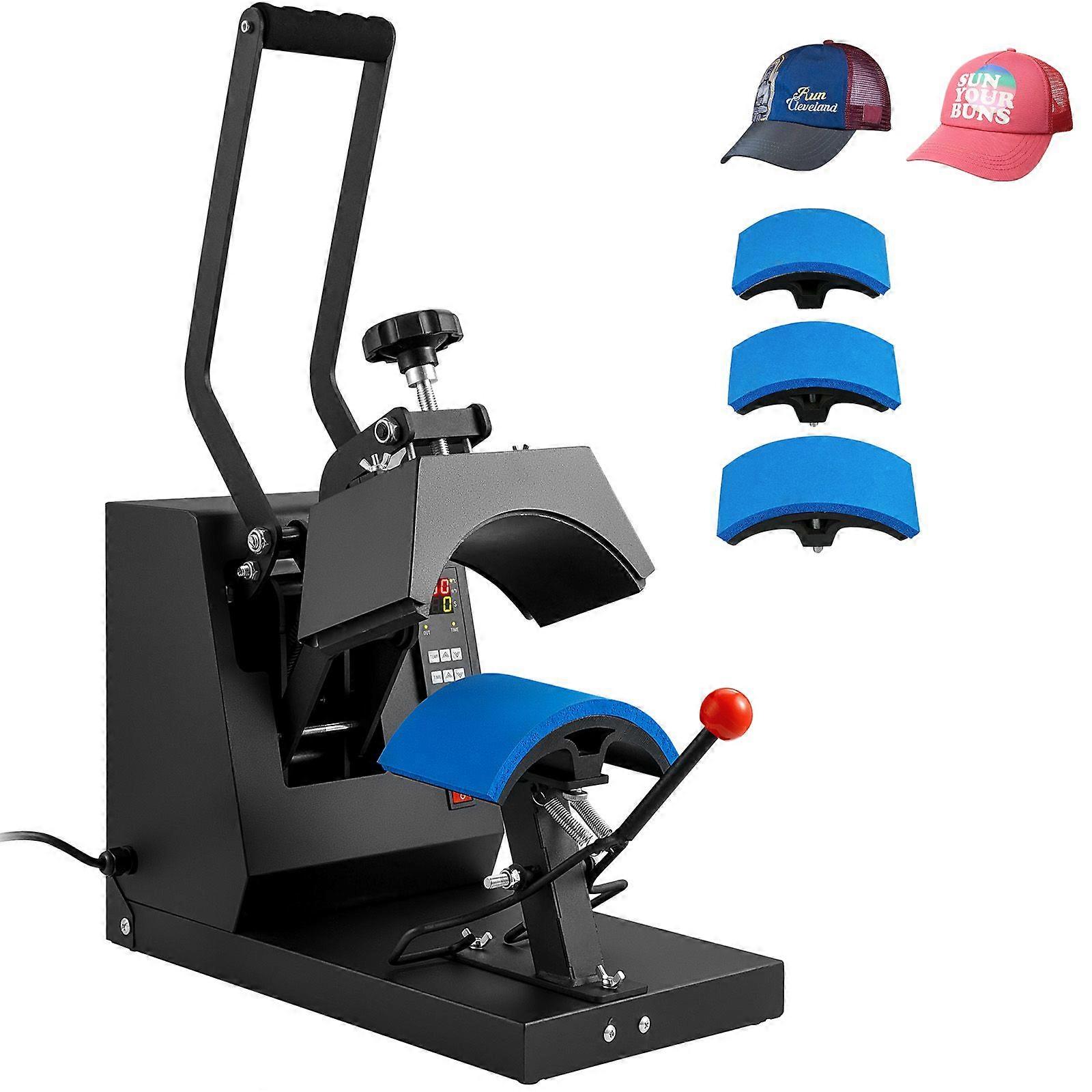 Hat Heat Press, 4-in-1 Cap Heat Press Machine, 6x3inches Clamshell Sublimatie Transfer, LCD 4 stuks gebogen verwarmingselementen