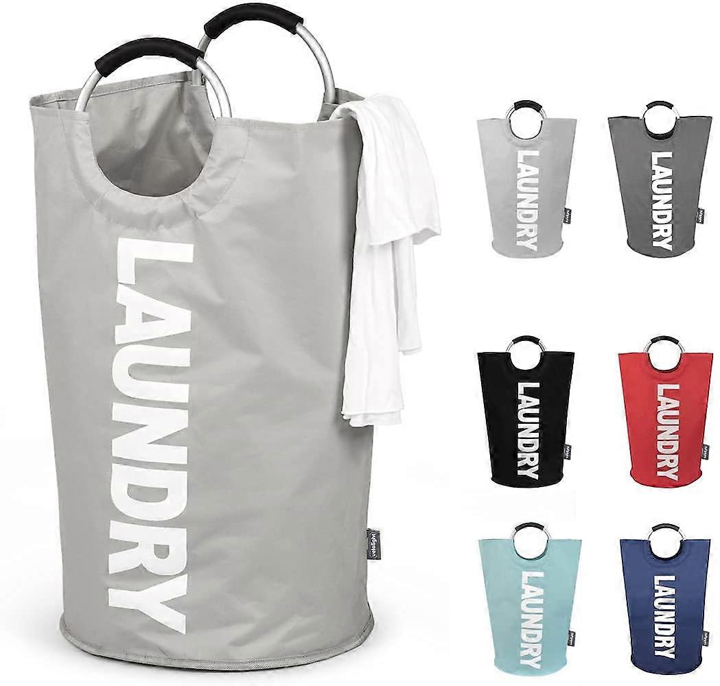 Laundry Basket with Handles X-Large 115L Foldable Hamper for Dirty Clothes Light Grey 79cm x 43cm Storage Solution