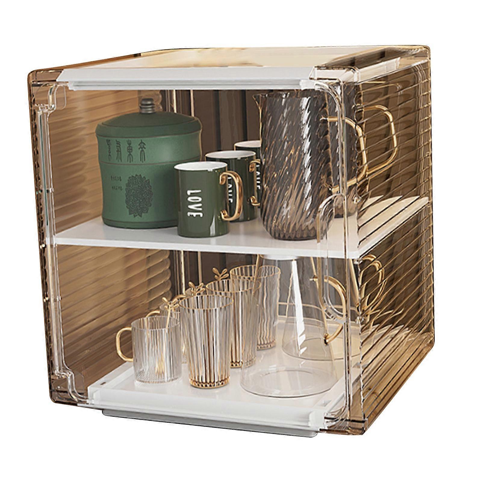 Acrylic Water Bottle Organizer Medium 2 Layer White 25x24x28cm