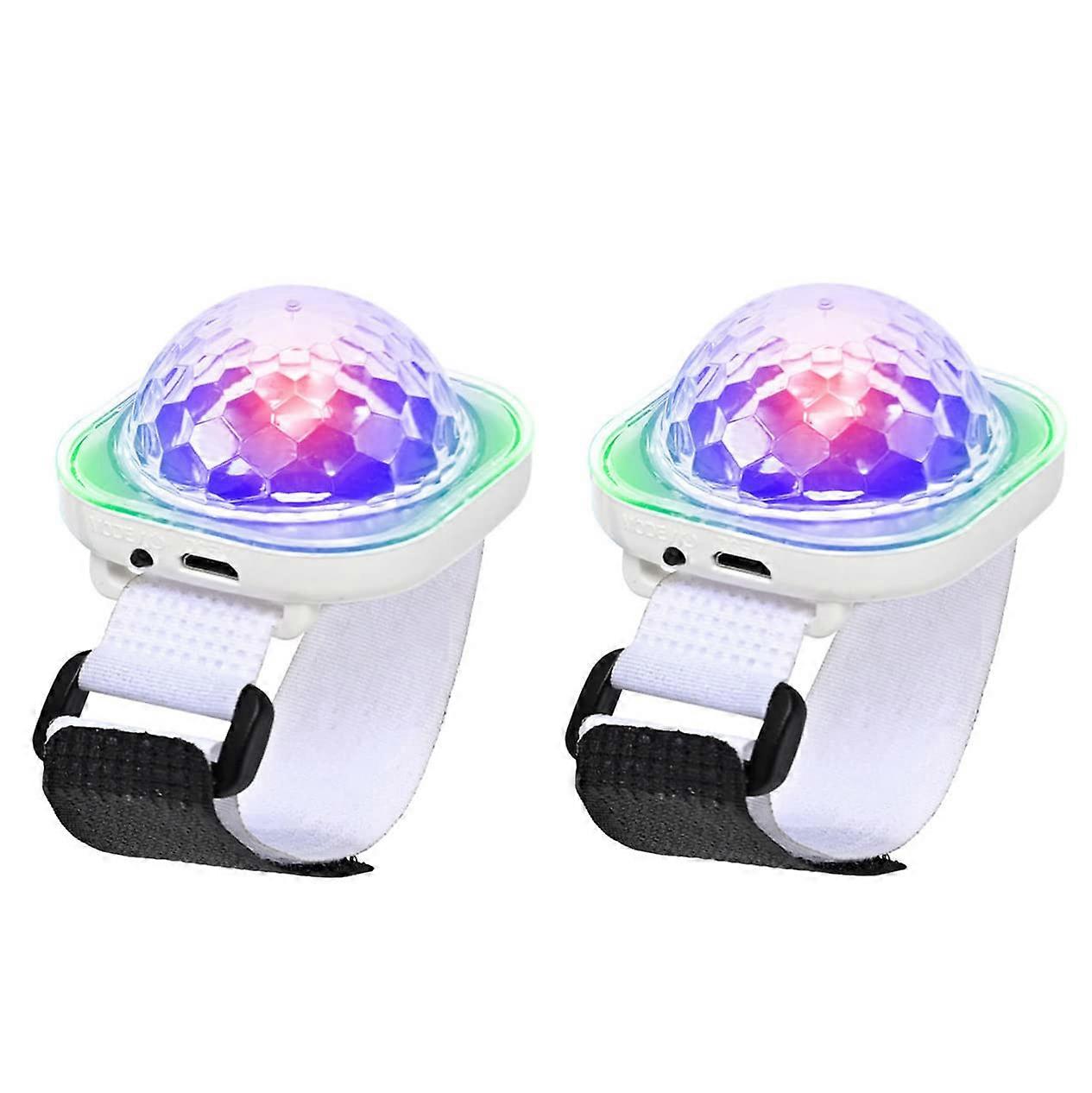 Disco Ball Light 2 Pack Mini Portable LED Night Strobe Lamp USB Rechargeable Voice Controlled Bracelet with Suction Cup for Kids Party and DJ Club