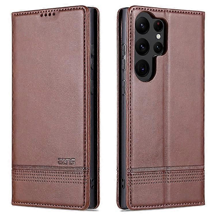 AZNS Compatible For Samsung Galaxy S24 Ultra Case Magnetic Suction Leather Phone Cover with Wallet Stand