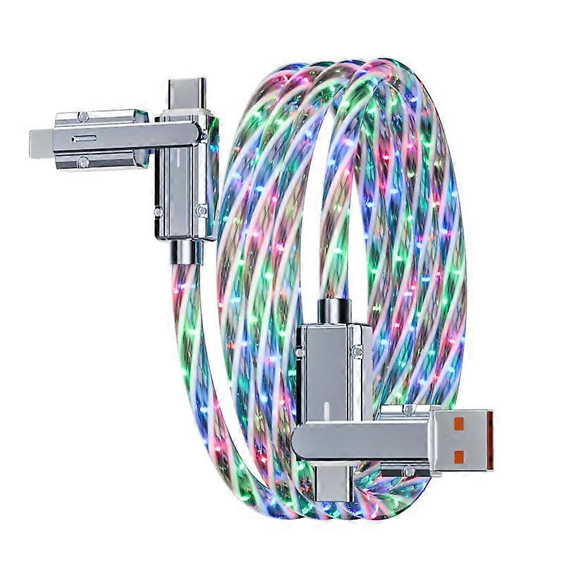 2 Packs 100W 4 in 1 LED Light Up Charging Cable,RGB Starlight LED Glowing Fast Charging Cord