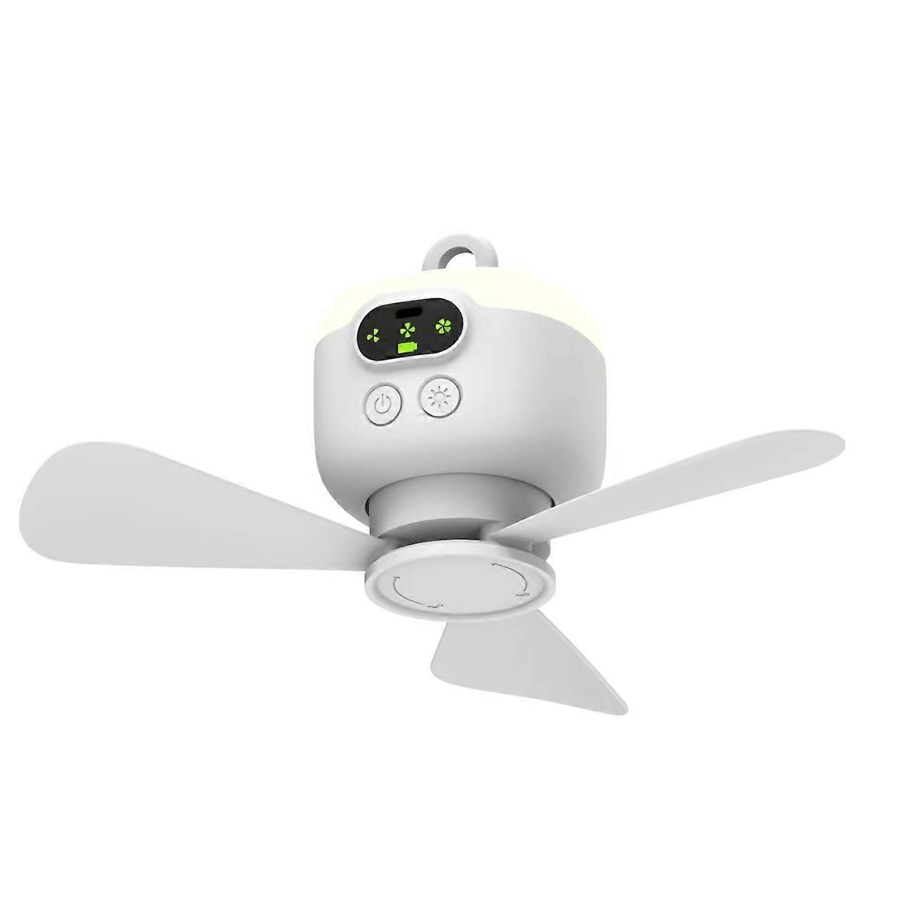 Mini Ceiling Fan Portable Camping Fan With Light & Remote Built In 8000mAh Battery